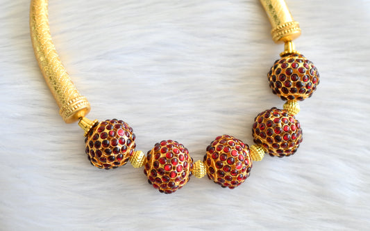 Gold tone kemp rudra balls Kante necklace set dj-24995
