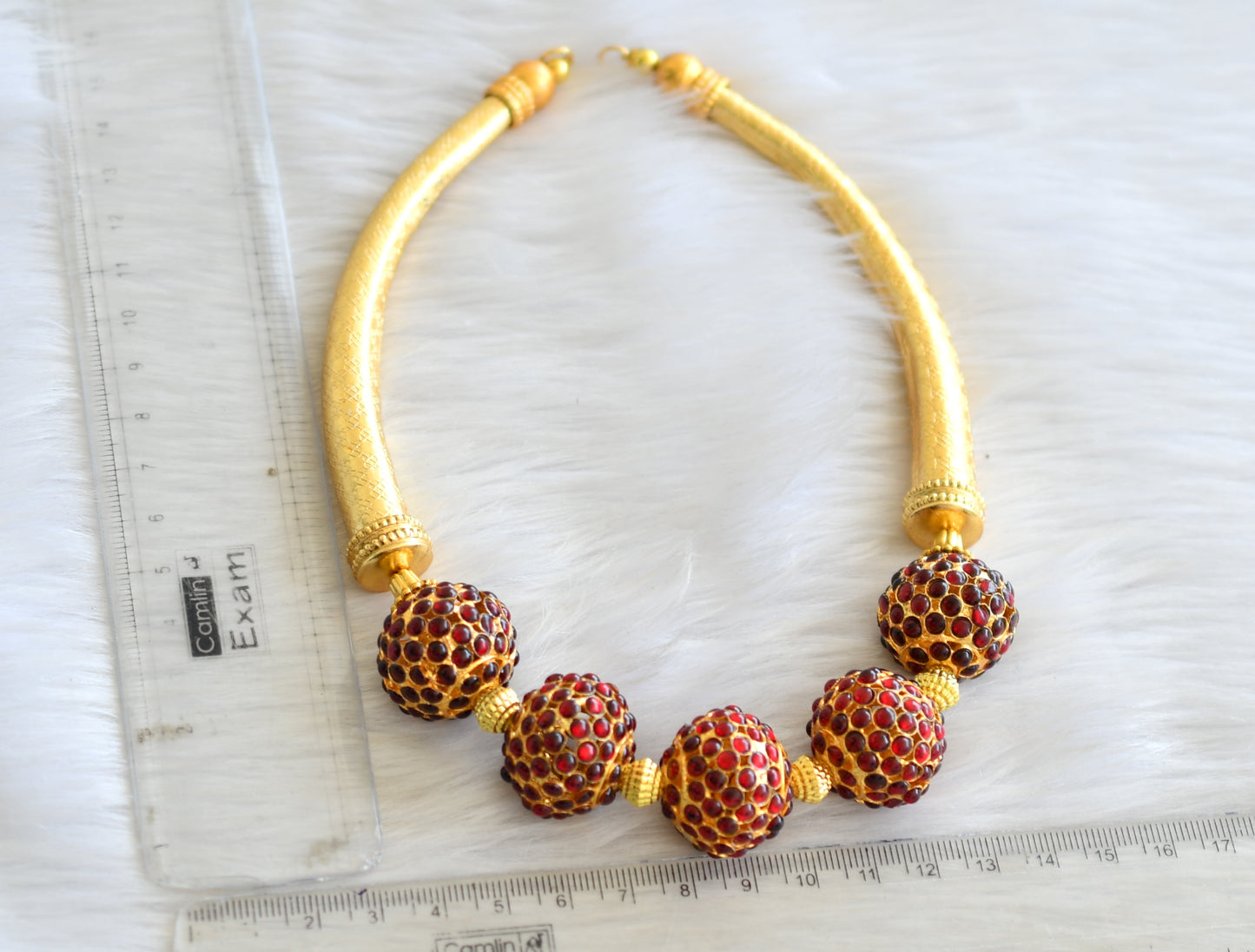 Gold tone kemp rudra balls Kante necklace set dj-24995
