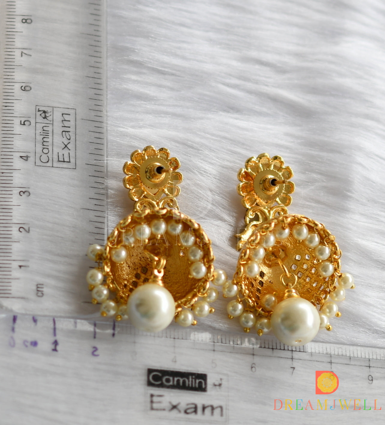 Antique gold tone pearl meenakari peacock Jhumkka dj-01203