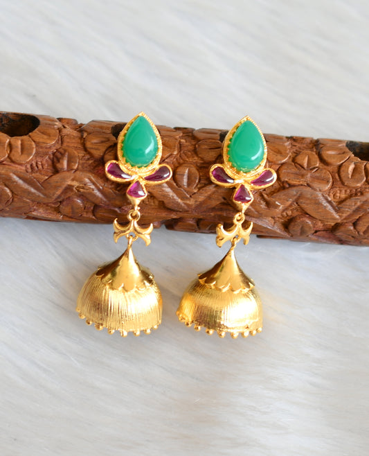 Gold tone Uncut Ruby-emerald Jhumkka dj-03128