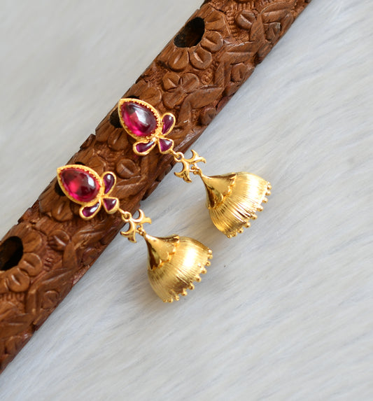 Gold tone Uncut Ruby Jhumkka dj-03127