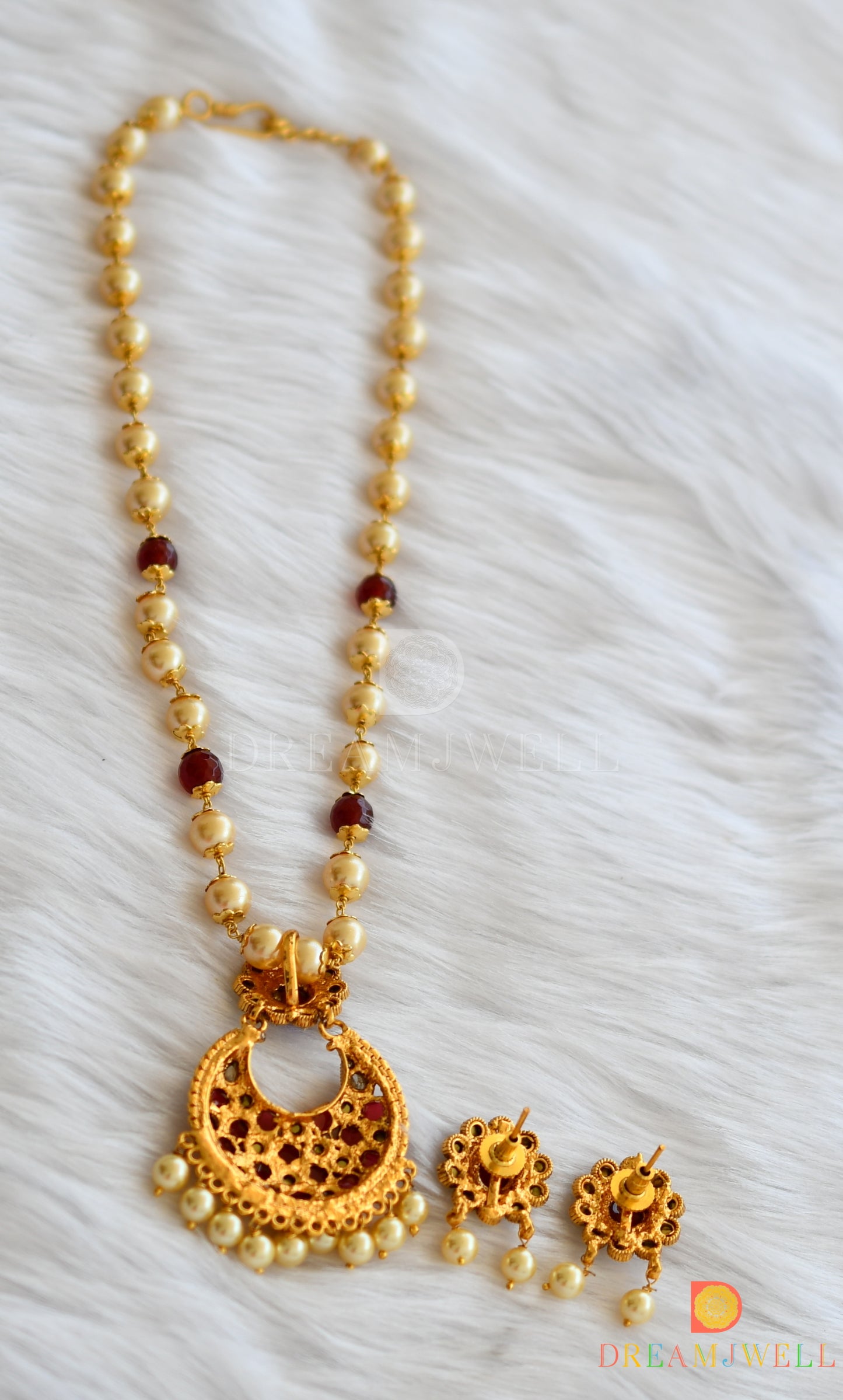 Antique pearl- pink necklace set dj-01625