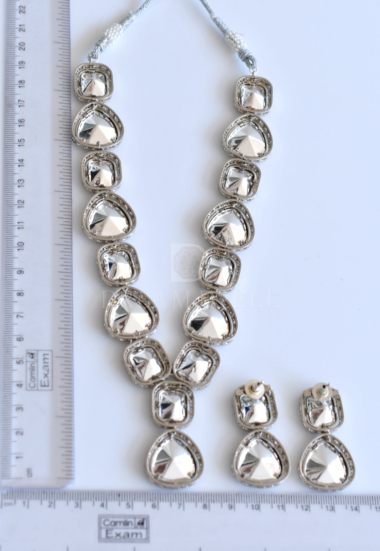 Two tone CZ White Kundan stonenecklace set dj-35880