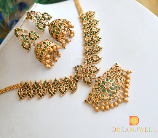 Matt Finish Green-white Mango Necklace Set dj-31617
