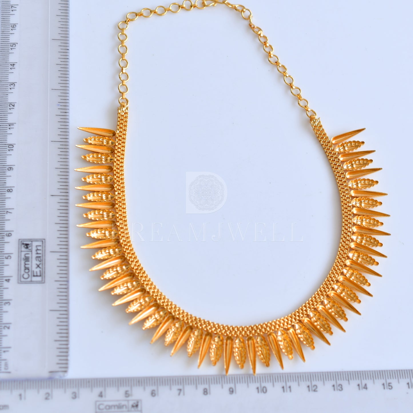 Gold tone kerala design mulla mottu necklace dj-34421