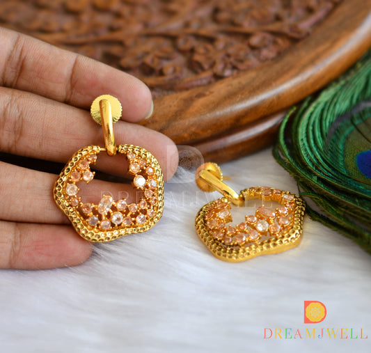 Gold tone golden stone party wear studs dj-01601