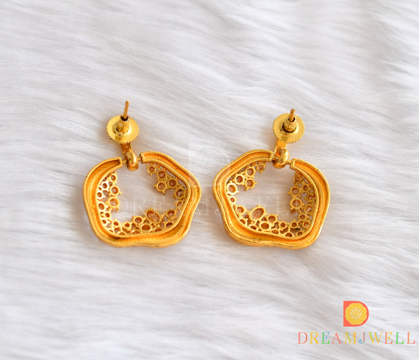 Gold tone golden stone party wear studs dj-01601