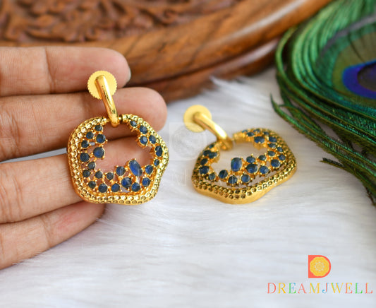 Antique Gold tone blue earrings dj-01599