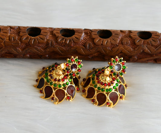 Gold tone red-green mango jhumkka dj-24291