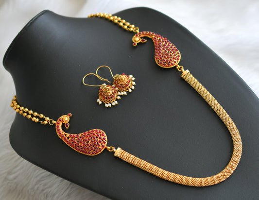 Antique gold tone peacock mugappu necklace set dj-03403