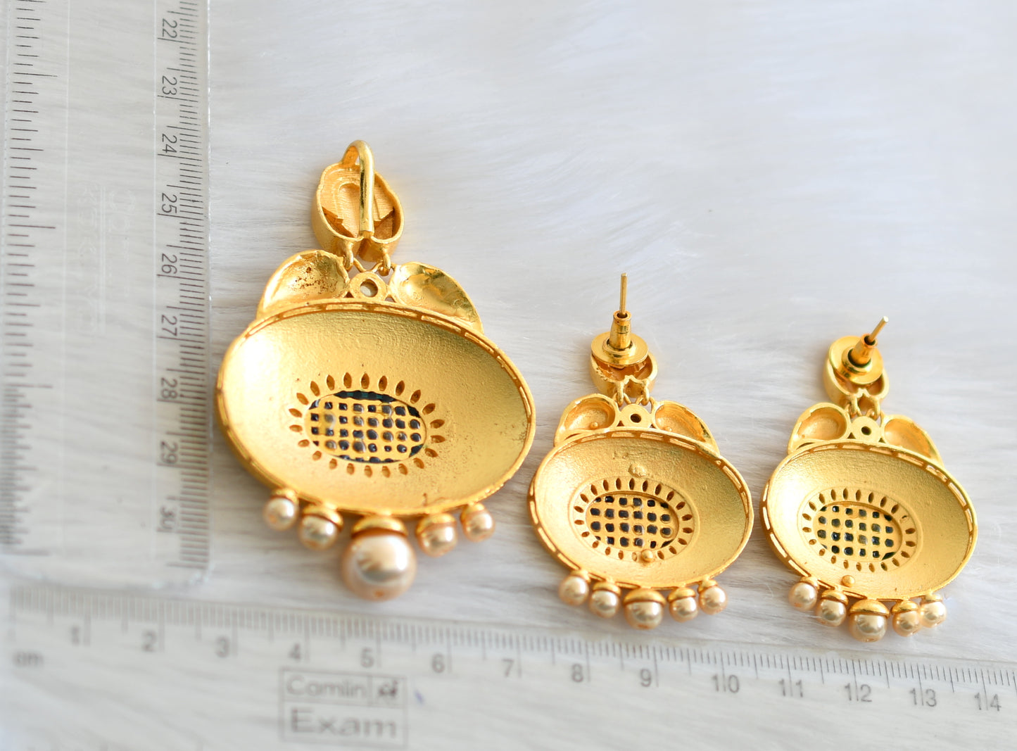 Matte finish blue pearl pendant set dj-02784