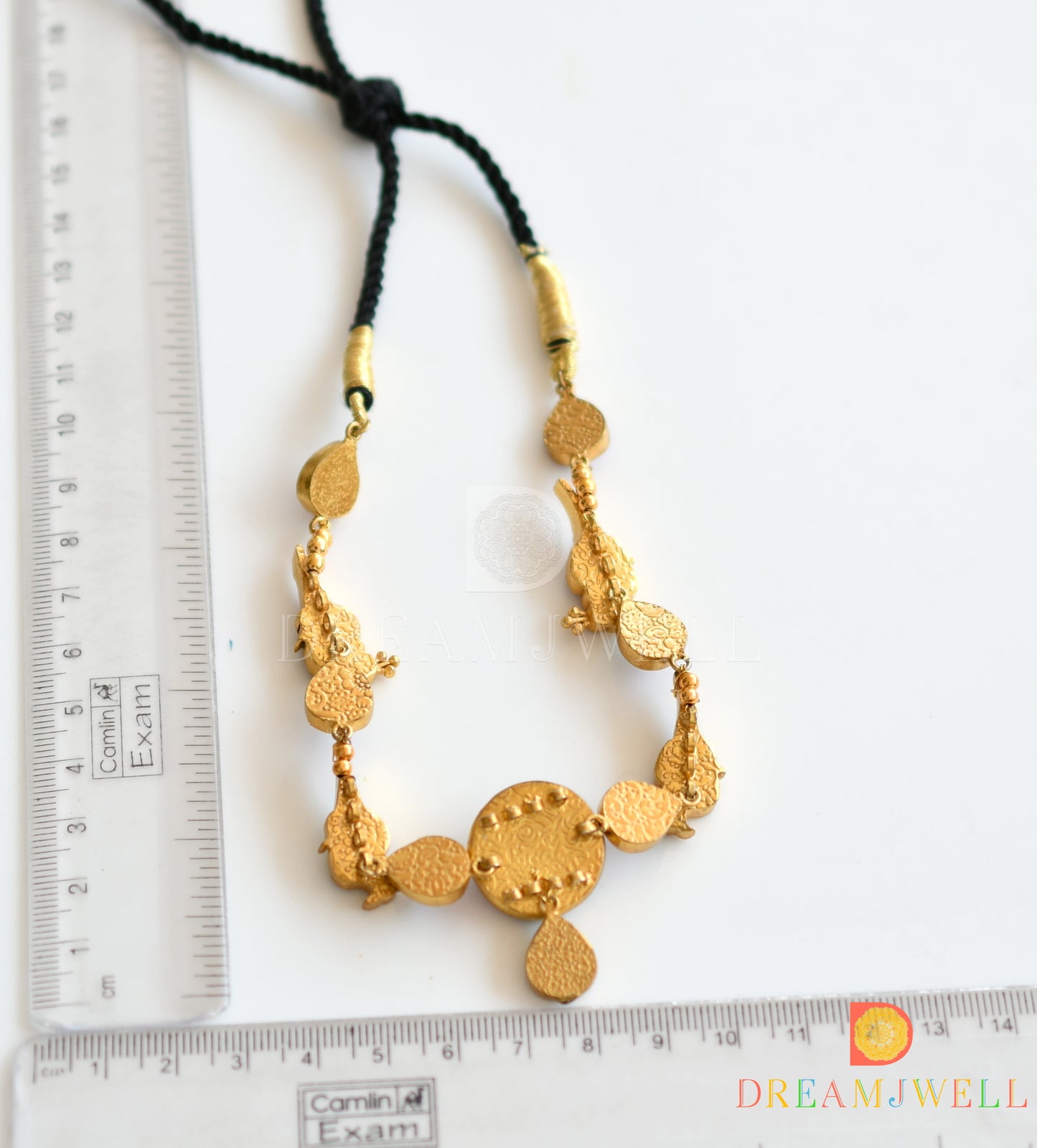 Gold tone pink-green kundan jadau peacock designer necklace dj-36577