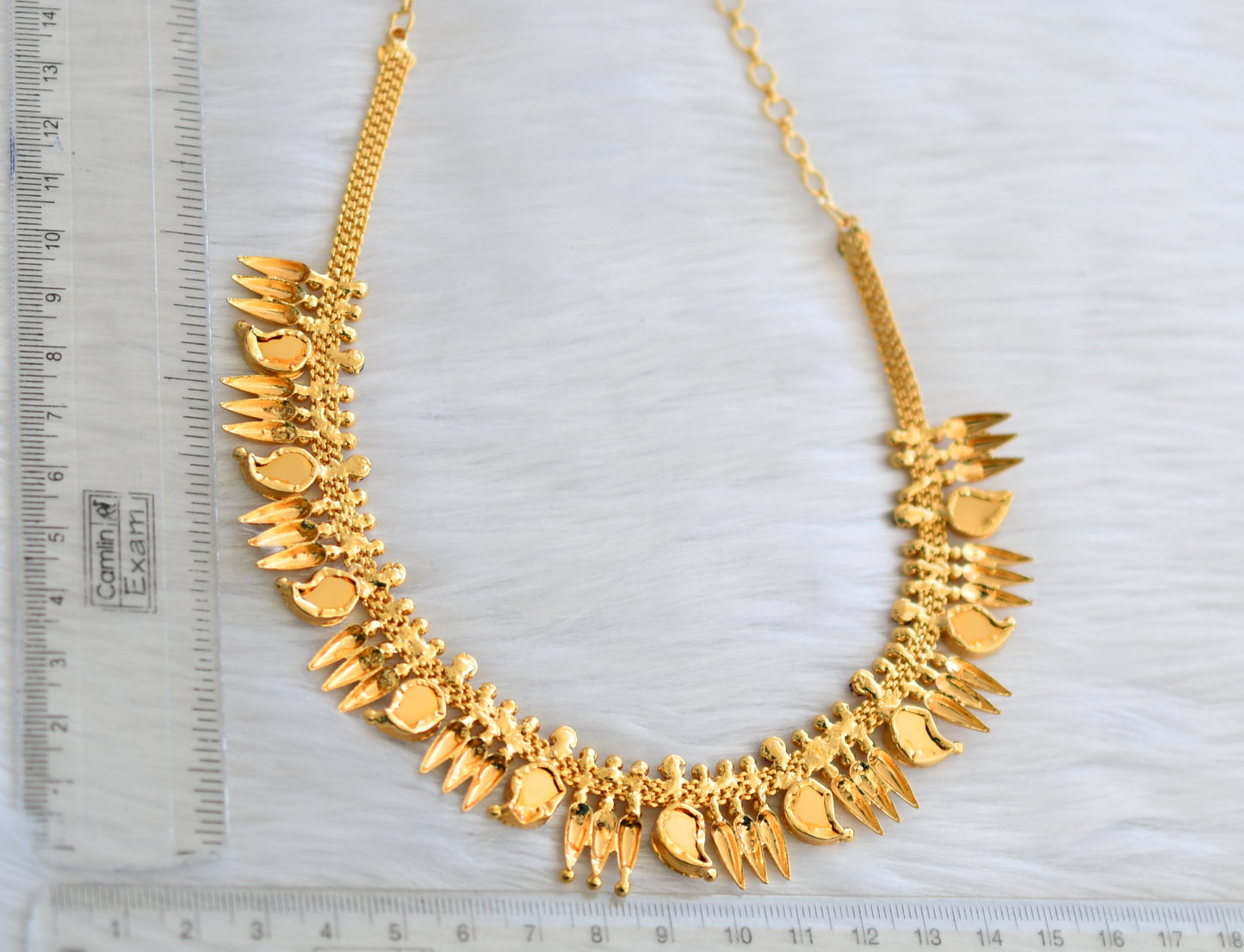 Gold tone green mango mulla mottu necklace dj-35497