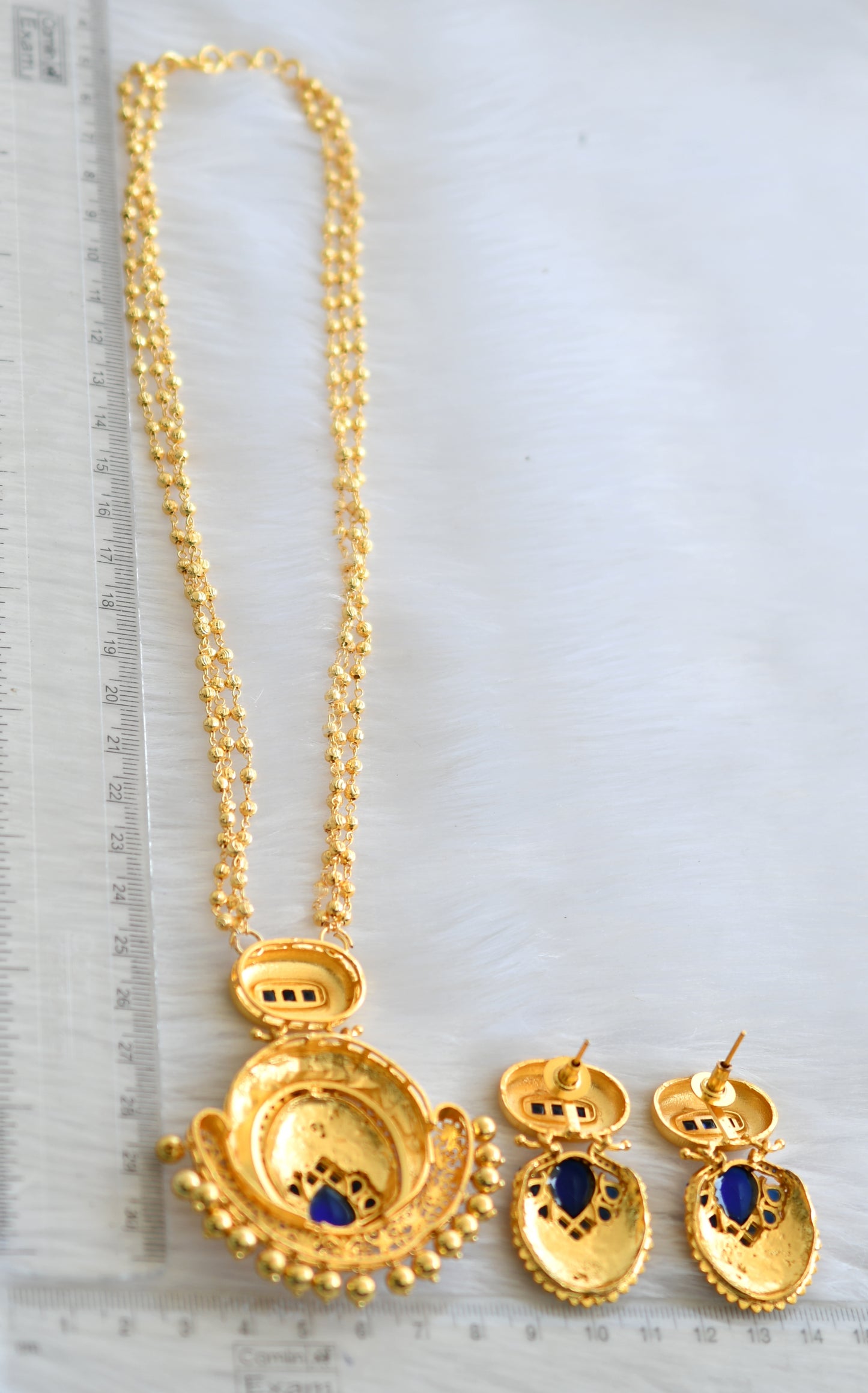 Matte finish blue pendant set dj-02778