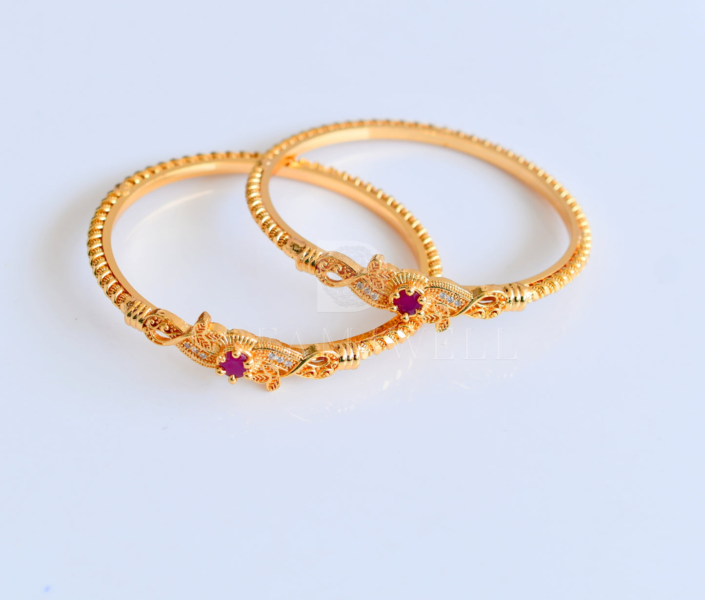 Gold Tone Cz Set Of 2 Bangles(2.10) dj-30937