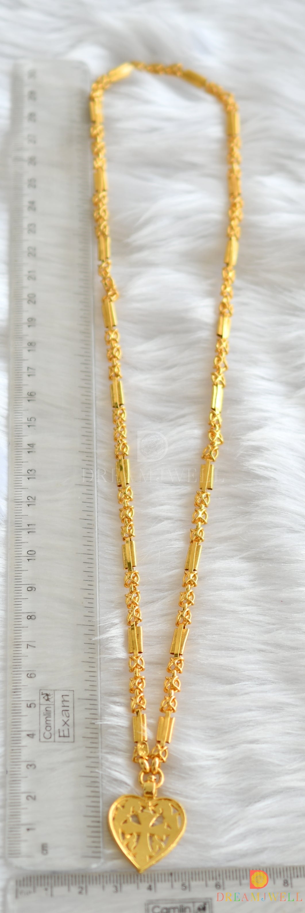 Gold tone heart shape cross mangalyam dj-38125