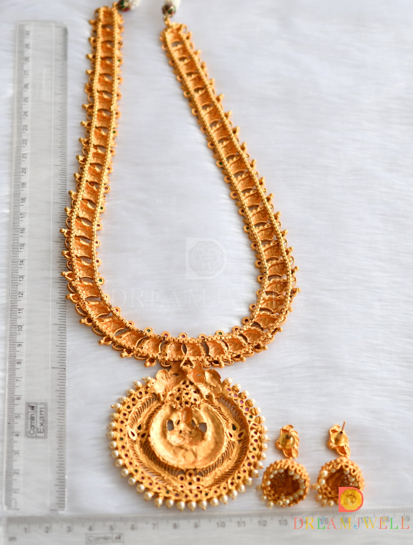 Matte finish ruby-emerald Lakshmi haar set dj-12519