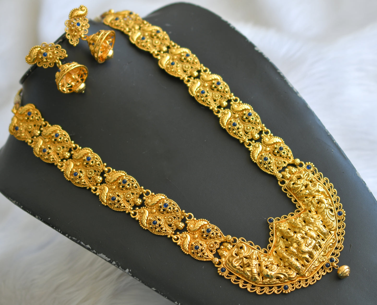 Antique gold tone blue Shiva Parvathi Nagasu haar set dj-02690