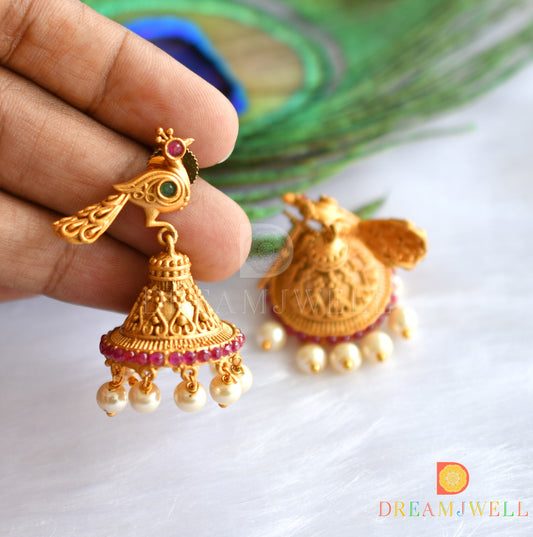 Matte finish ruby-emerald Lakshmi short haar set dj-08545