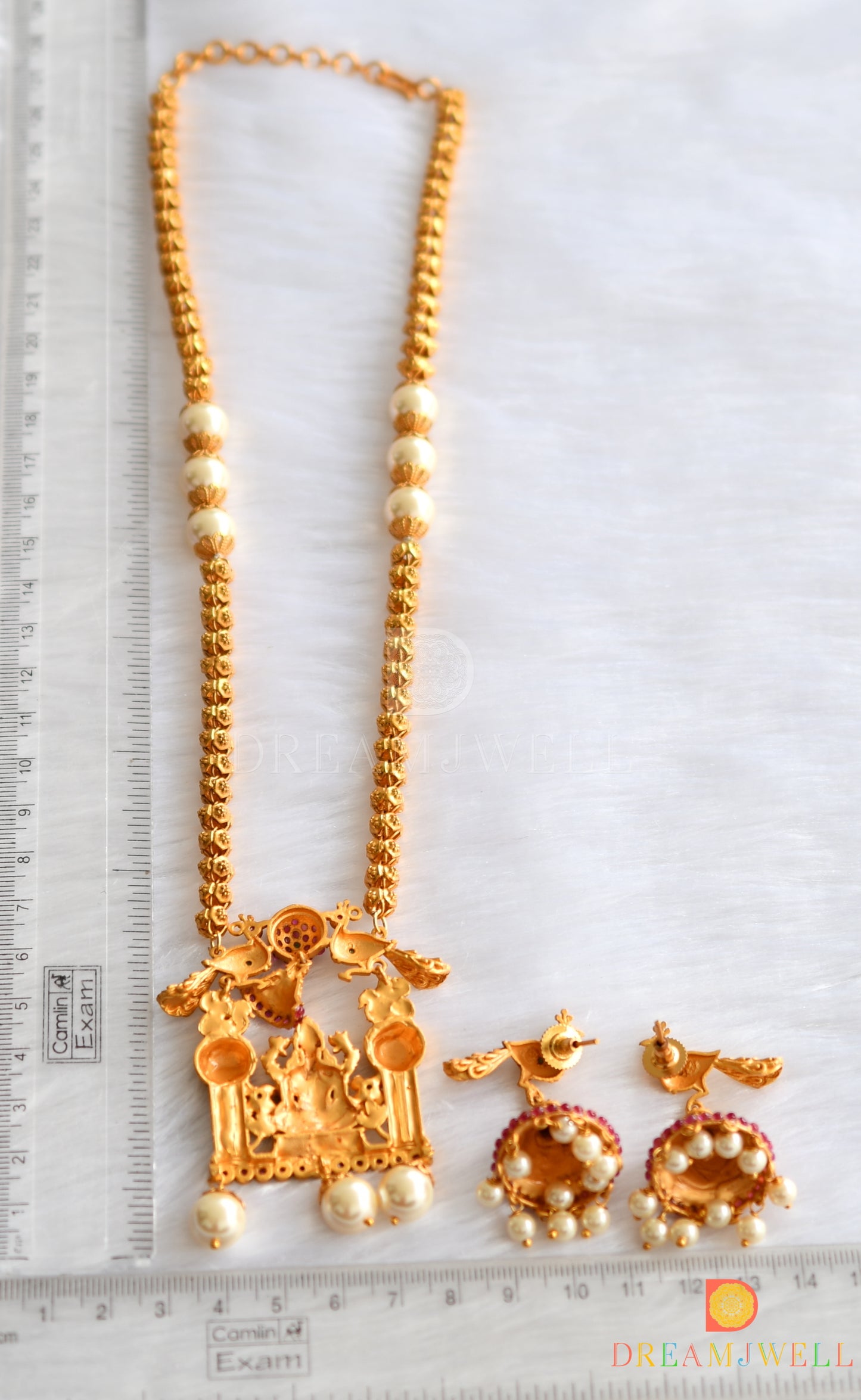 Matte finish ruby-emerald Lakshmi short haar set dj-08545