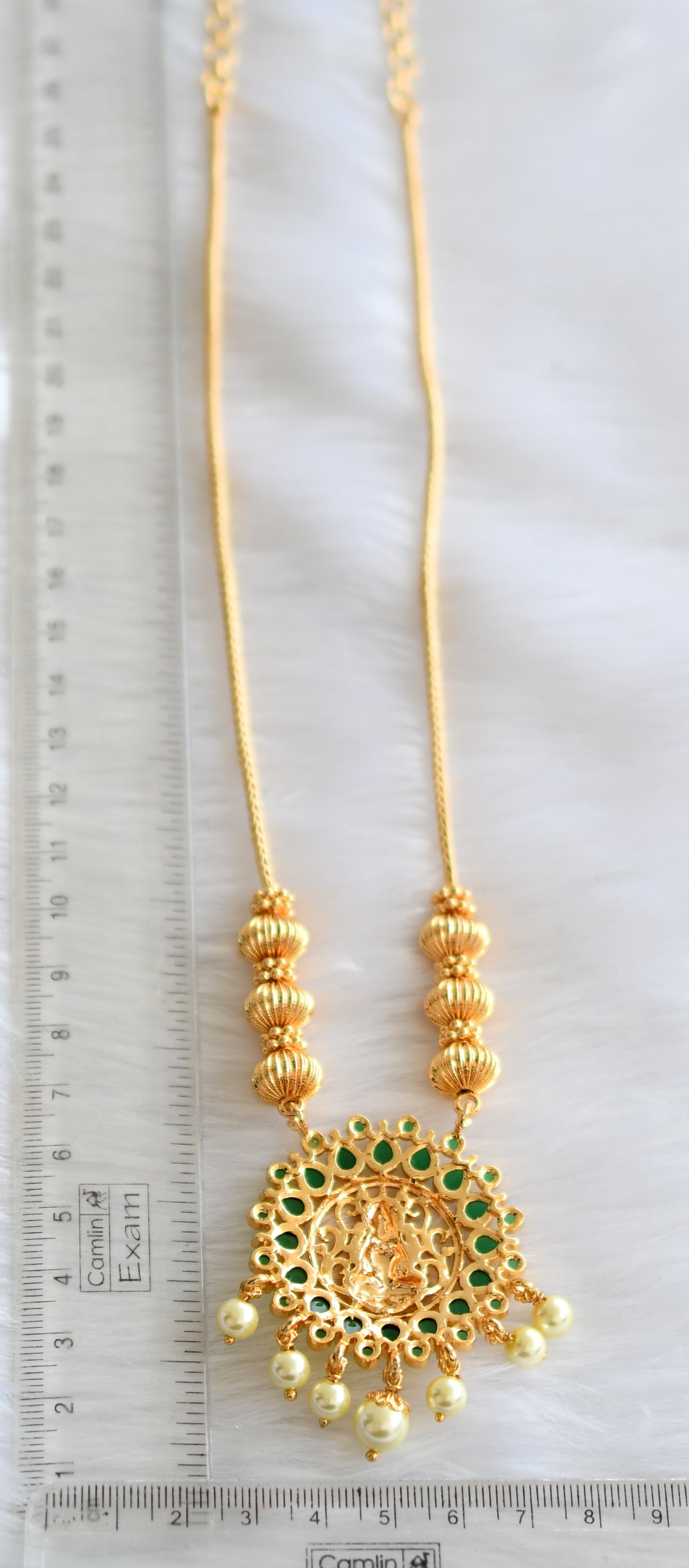 Gold tone green Lakshmi necklace dj-34687