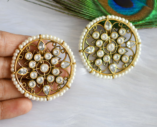 Antique white pearl big round earrings dj-19988