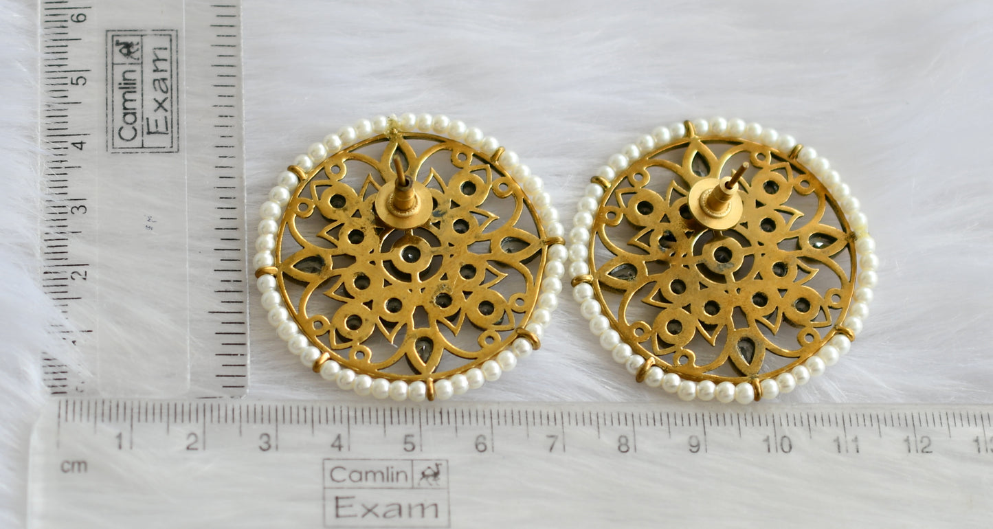 Antique white pearl big round earrings dj-19988