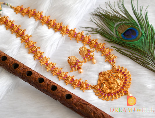 Matte finish semiprecious ruby Lakshmi long haar set dj-11246