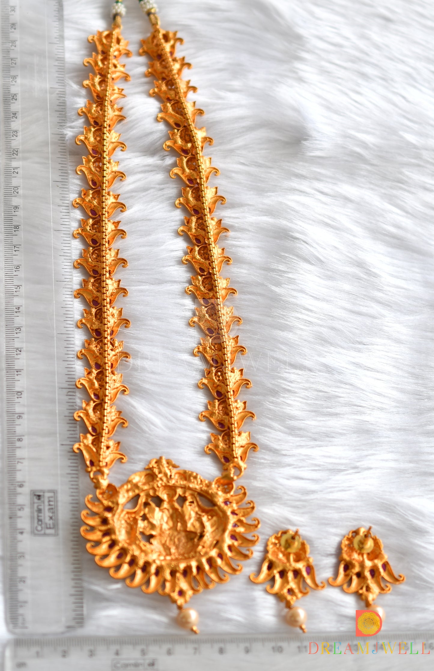 Matte finish semiprecious ruby Lakshmi long haar set dj-11246