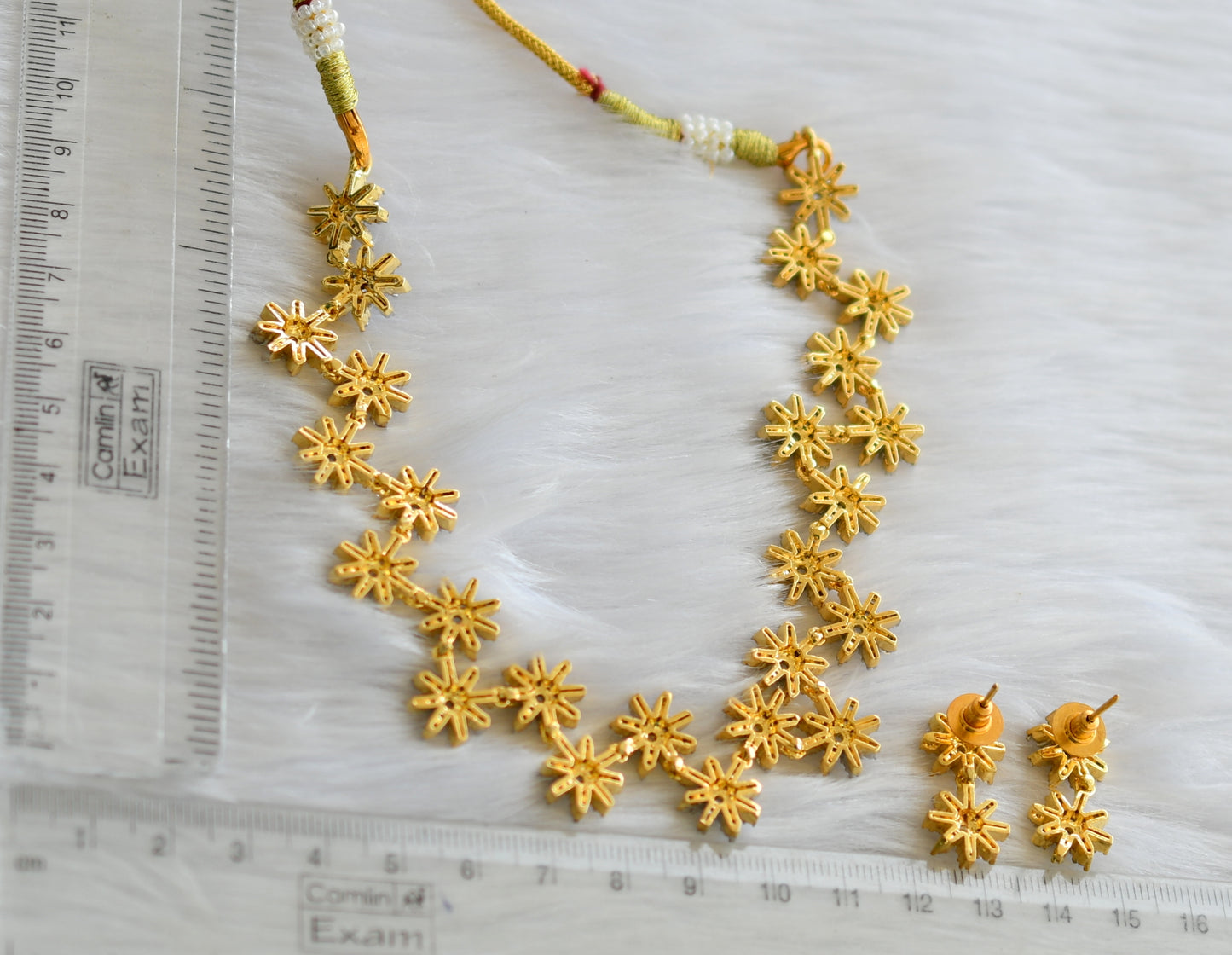 Two tone cz white stone Nakshatra necklace set dj-39673