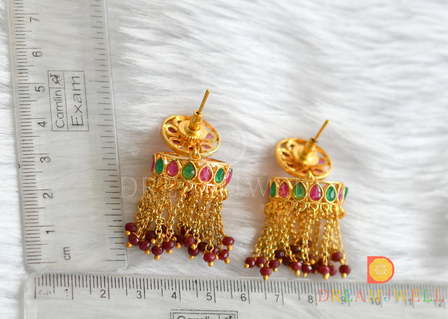 Gold tone ruby-emerald jhumkka/earrings dj-14840