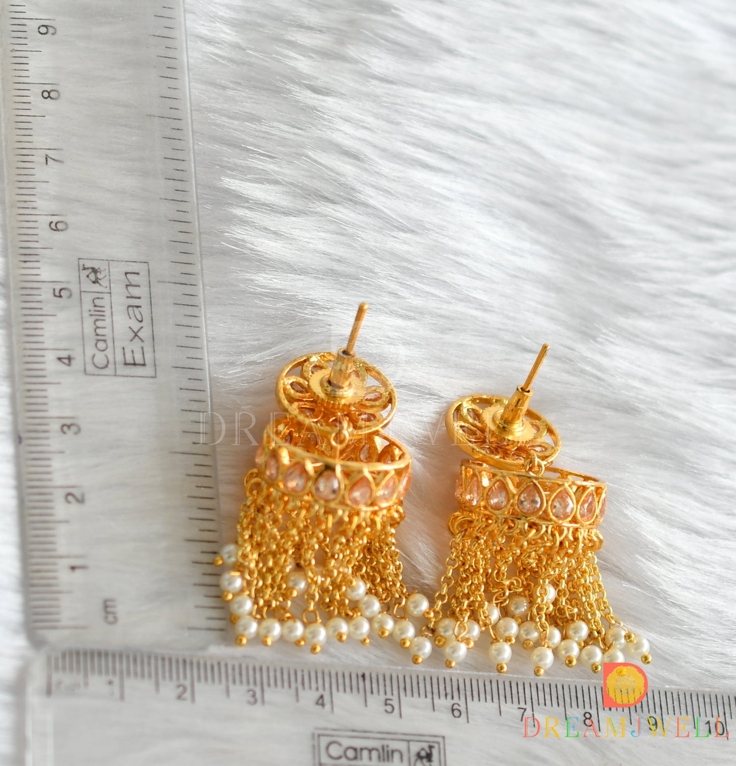 Gold tone pearl jhumkka/earrings dj-14837