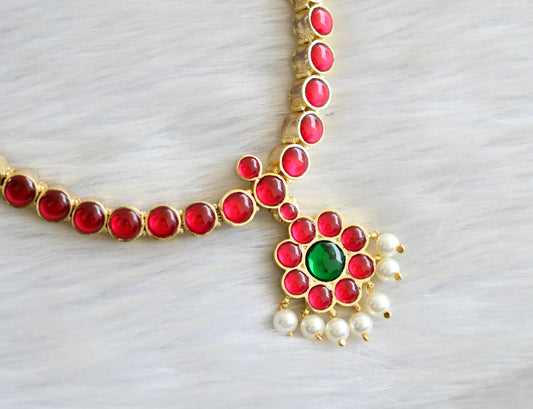 Gold tone semi precious kemp-green attigai(necklace) dj-15122