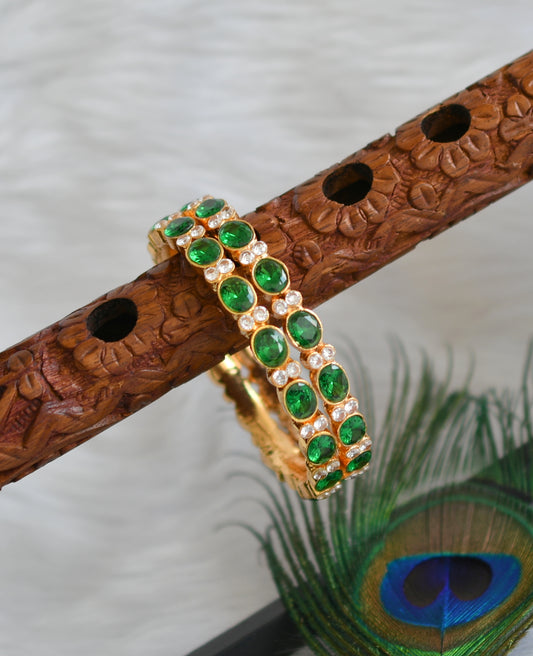 Gold replica American diamond green bangles (2.4) dj-20053