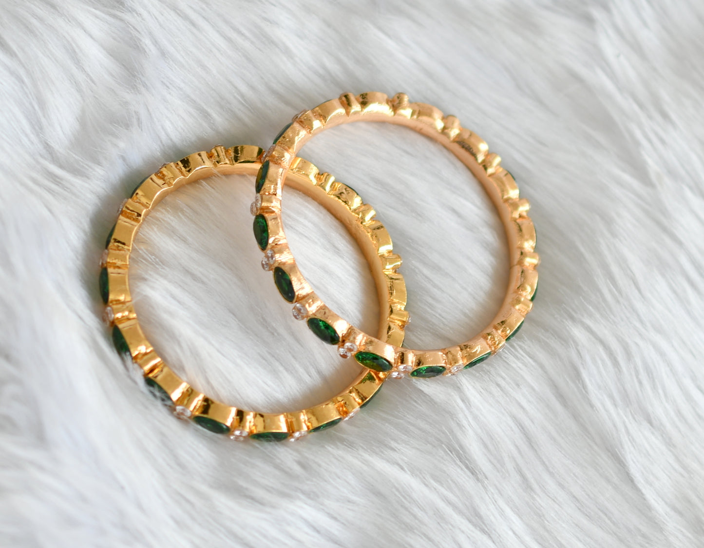 Gold replica American diamond green bangles (2.4) dj-20053