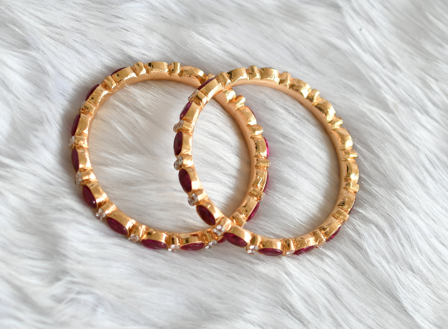 Gold replica American diamond stone pink bangles (2.4) dj-20051