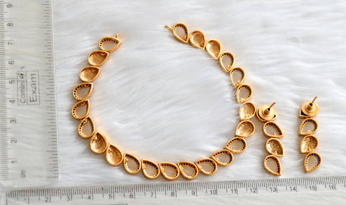 Matte finish cz green stone necklace set dj-39681