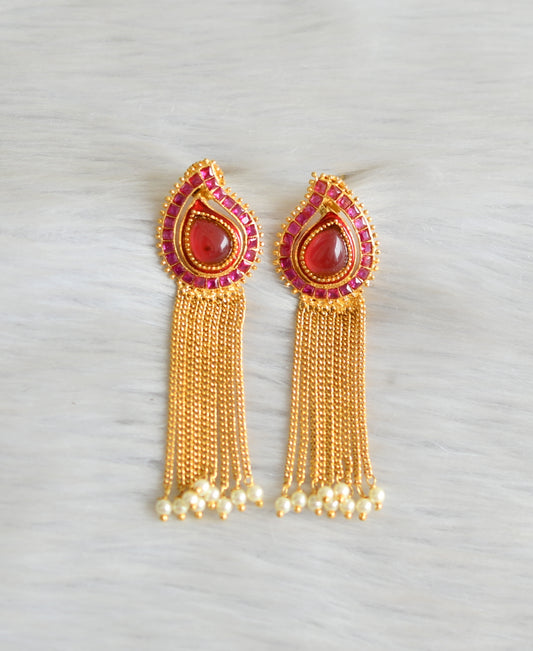 Antique gold tone ruby mango earrings dj-03343