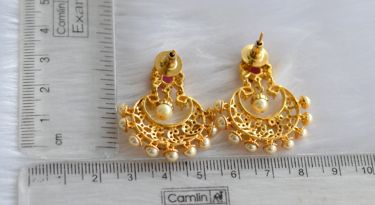 Gold tone cz white-ruby earrings dj-19955