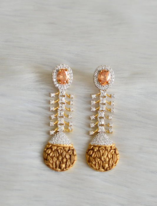 Antique two tone orange long earrings dj-03351