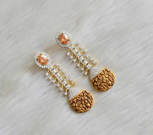 Antique two tone orange long earrings dj-03351