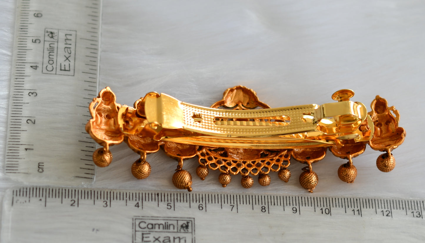 Matte finish ruby-emerald lakshmi hair clip dj-19967