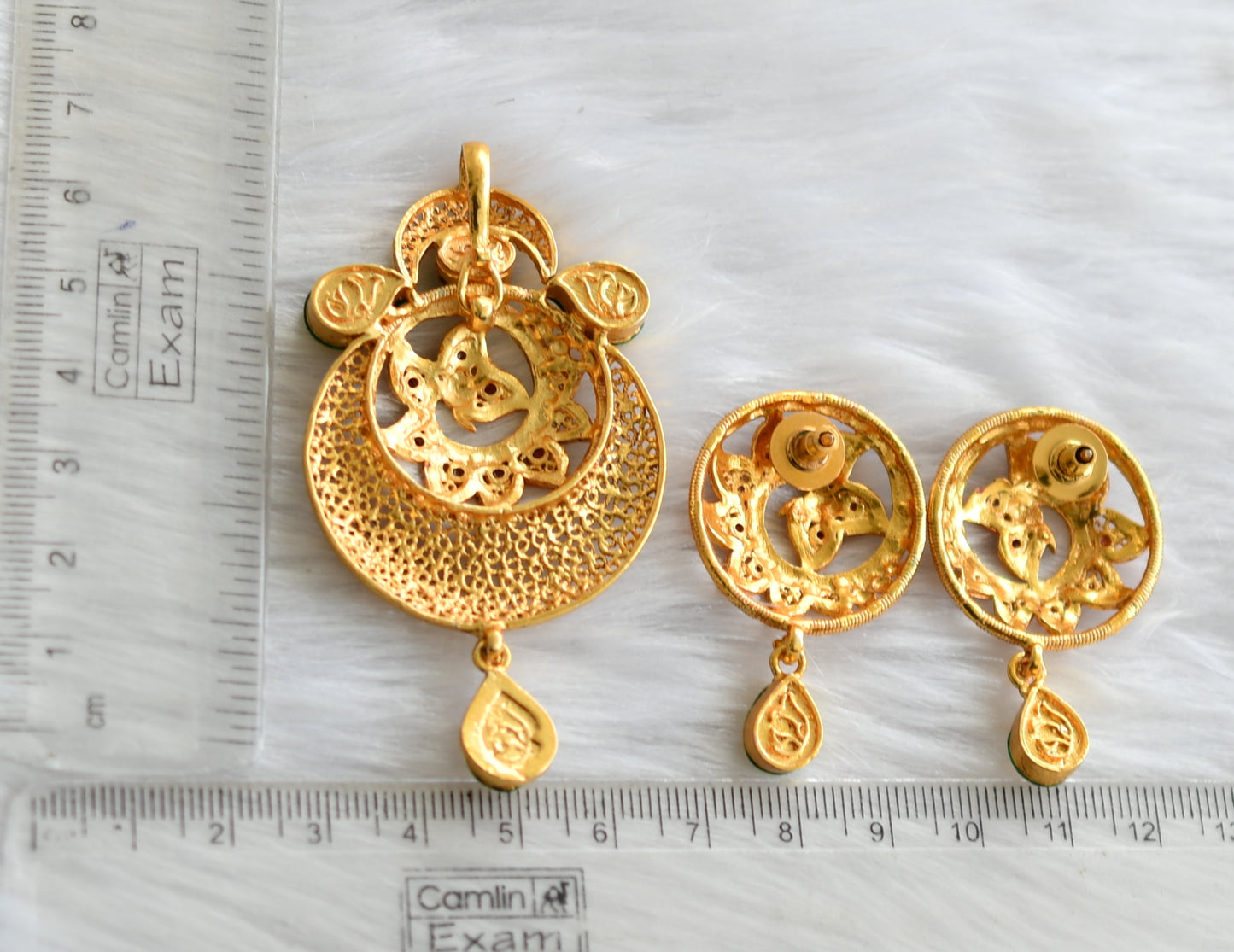 Gold tone Meenakari kundan pendant set dj-02815