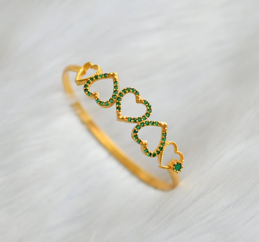 Gold tone green stone heart bracelet dj-40419