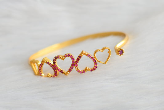 Gold tone ruby stone heart bracelet dj-40421