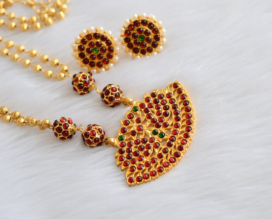 Gold tone kemp-green hand made necklace set dj-39017