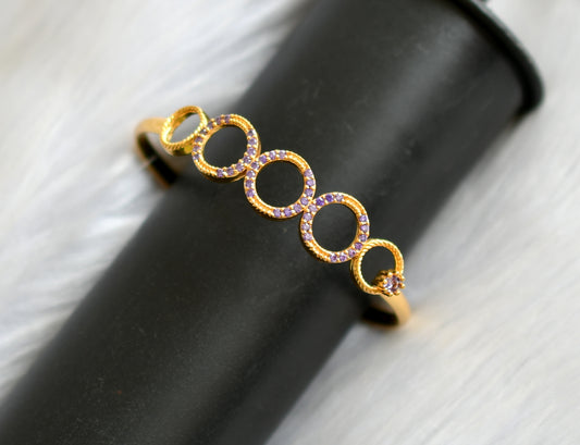 Gold tone purple stone round bracelet dj-40431