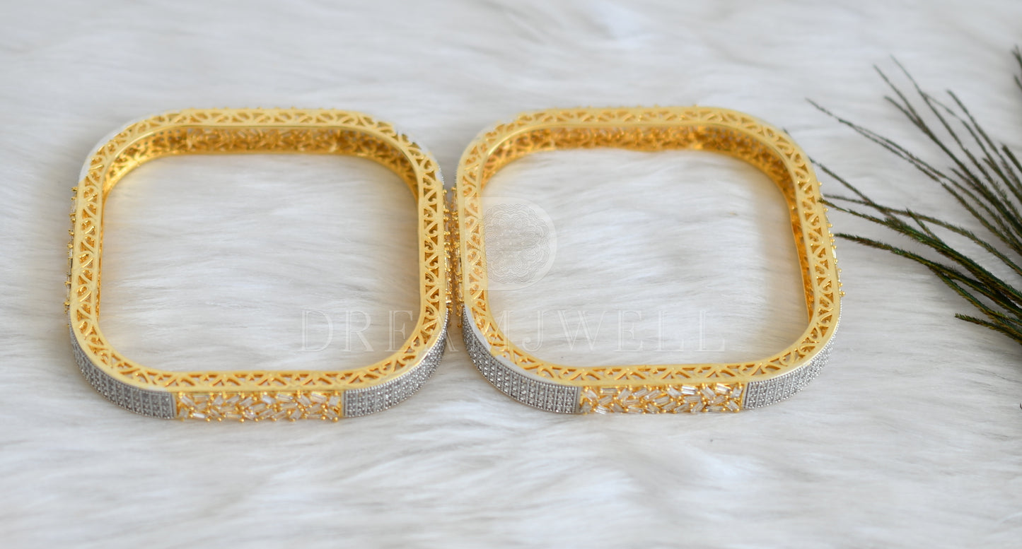 Two tone cz square shape bangles(2.4) dj-27233