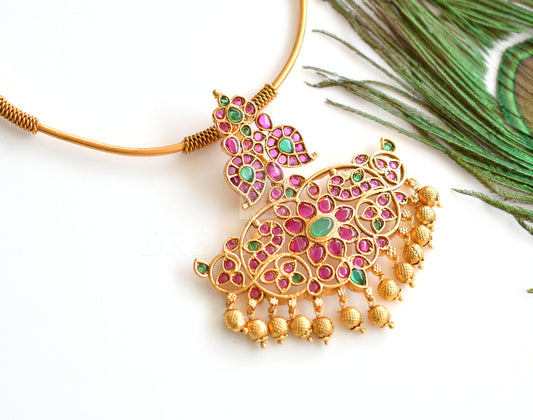 Matte finish real kemp-green hasli mango designer necklace dj-36641