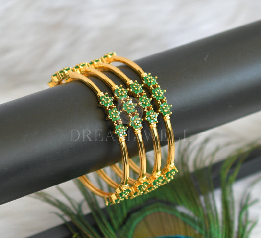 Gold tone green nakshatra set of 4 bangles (2.4) dj-32711